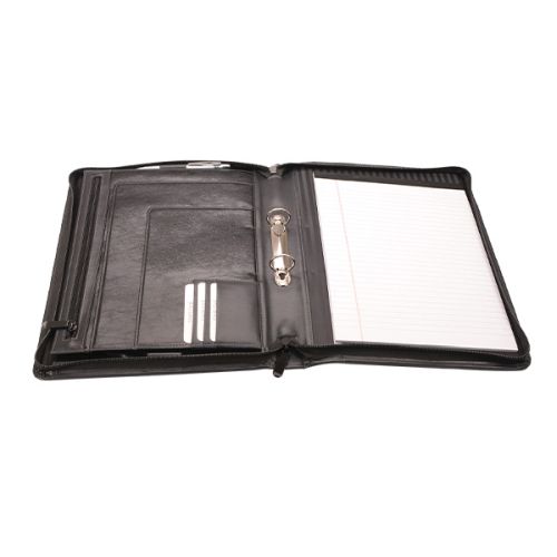 A4 Leather Varsity Zip Folder