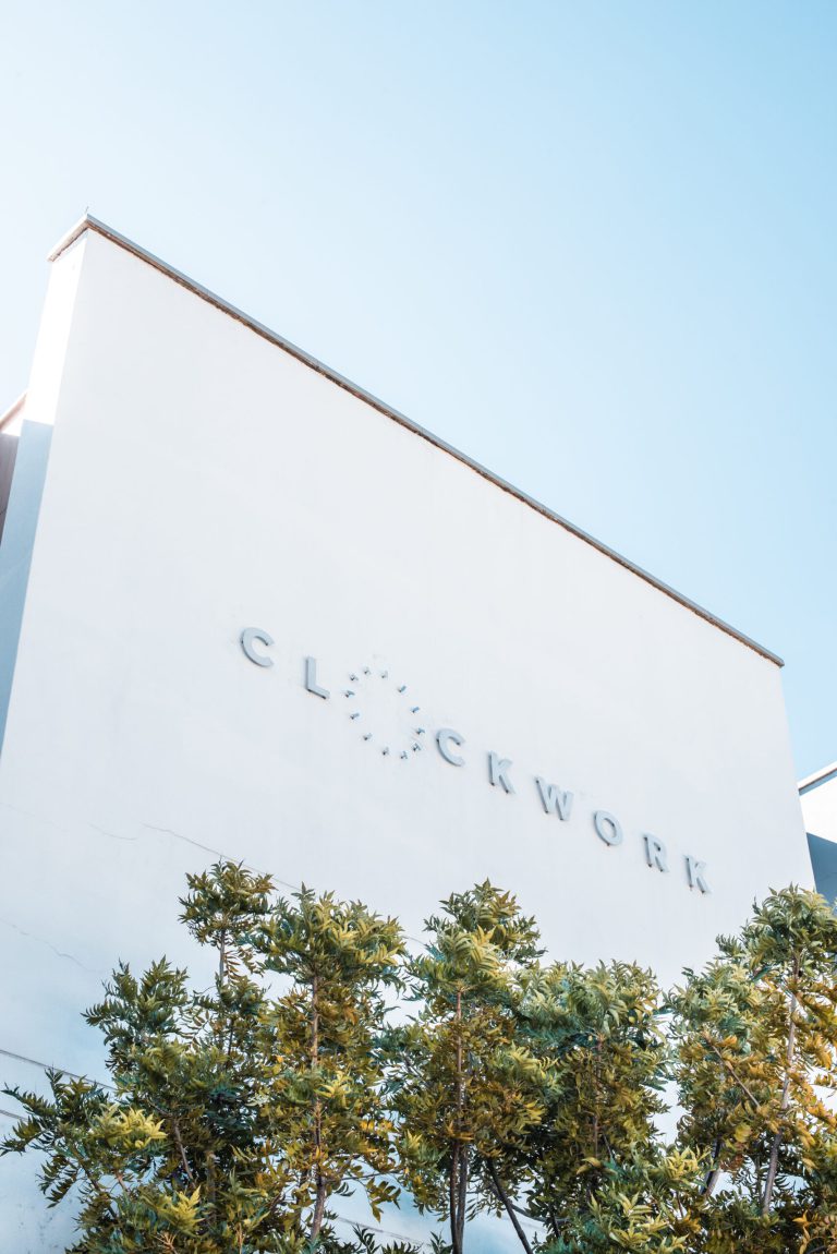 ClockWork Media exterior cutout signage by Three6ixty