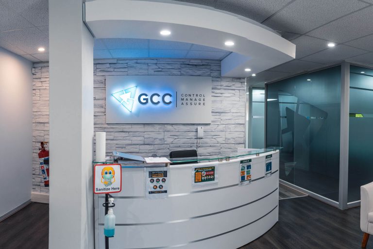 GCC reception wall signage by Three6ixty