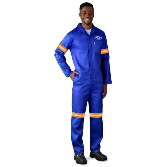 Safety Polycotton Boiler Suit – Reflective Arms & Legs – Orange Tape