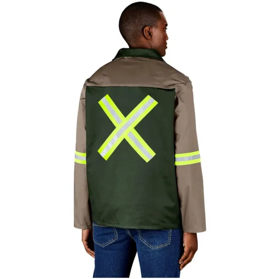 Site Premium Two-Tone Polycotton Jacket – Reflective Arms & Back – Yellow Tape