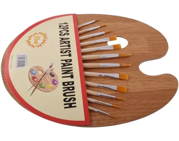 12-Piece Artist Paint Brushes & Pallet Set