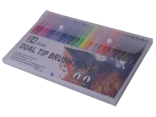 24-Piece Dual Tip Brush Pen Set