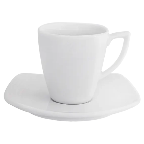 Arctic White Sqaure Espresso Cup and Saucer