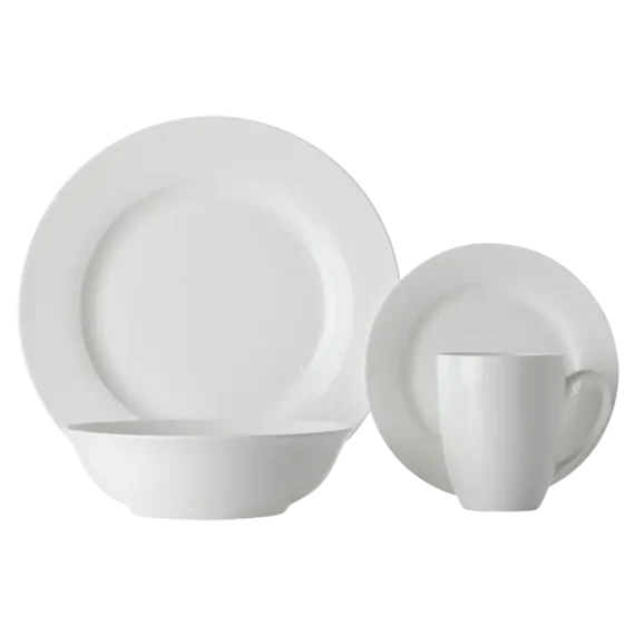 White Basics Soho Rim Dinner Set 16 Piece