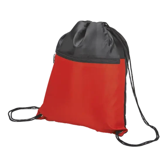 Drawstring Sport Bag with Zip Pocket 210D