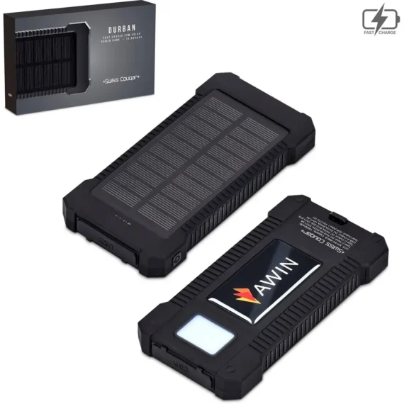 Swiss Cougar Durban Fast Charge 20W Solar Power Bank -10000mAh