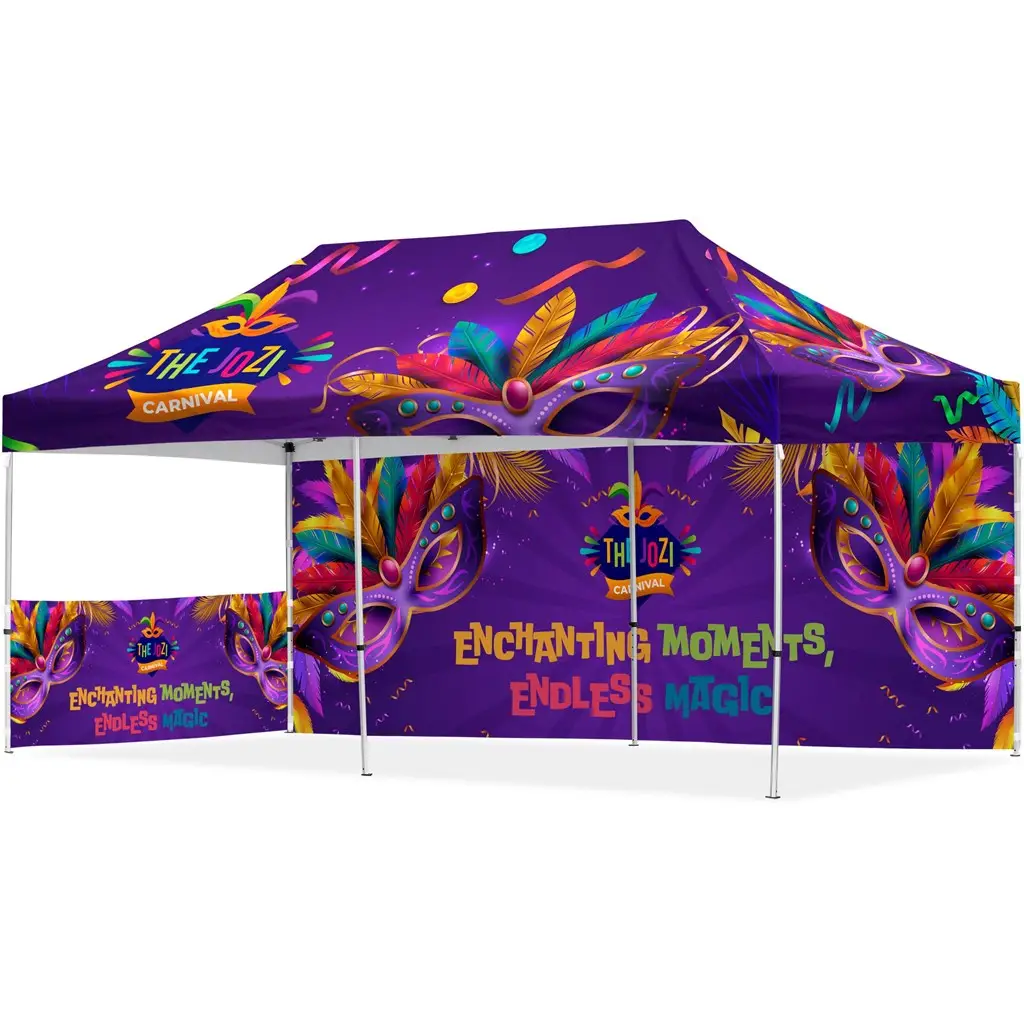 Coated Steel Sublimated Gazebo 6m x 3m 1 SS H-Wall 1 LS F-Wall