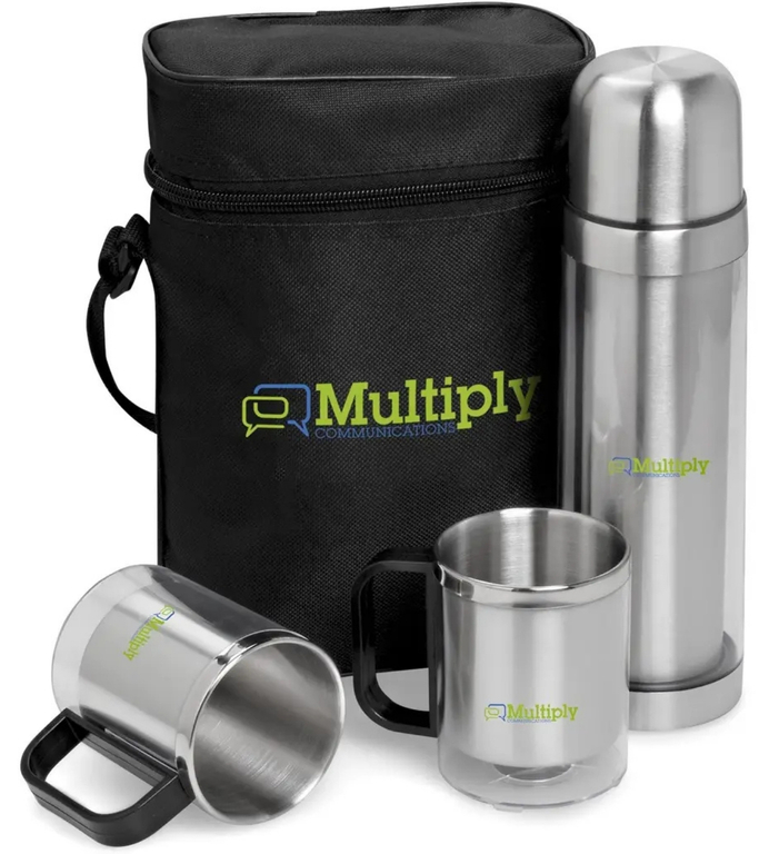 Custom-branded mugs and tumblers