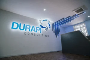 Durapi reception 3d lightbox signage by Three6ixty