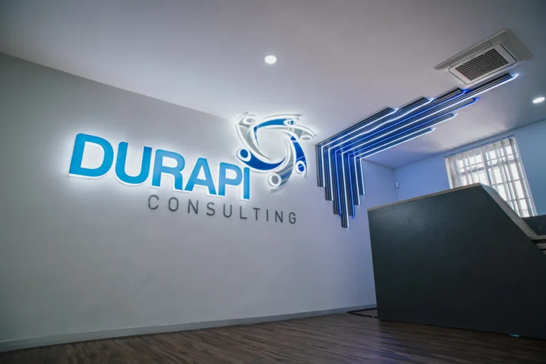Durapi reception 3d lightbox signage by Three6ixty