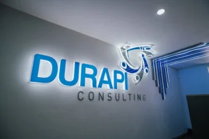 Durapi reception 3d lightbox signage by Three6ixty