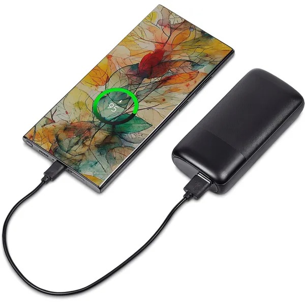 Antonius fast charge power bank powering laptop and smartphone