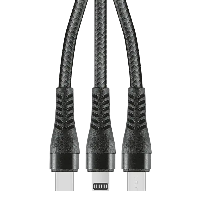 1.2m 3-In-1 Charger Cable Allum alloy and Braiding