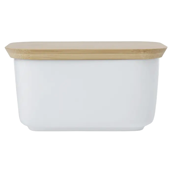White Basics Butter Dish With Bamboo Lid