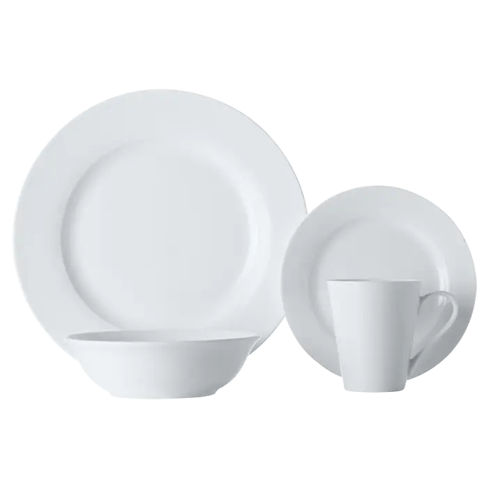 White Basics Cosmopolitan Rim Dinner Set 16 Piece