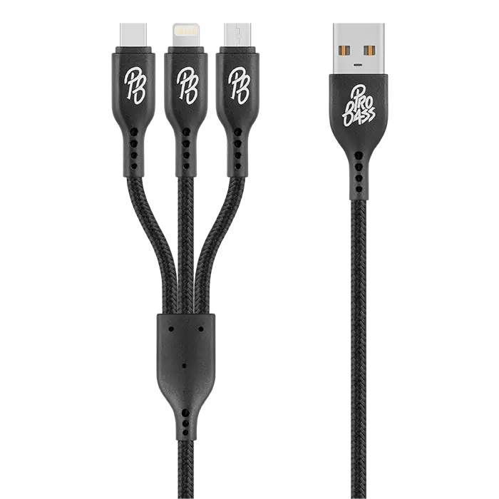 Pro Bass Braided 3 in 1 Charge Cable