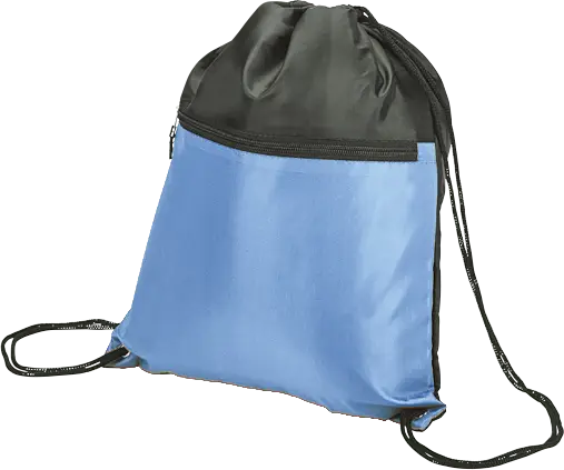 Drawstring Sport Bag with Zip Pocket 210D