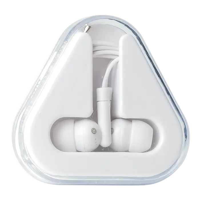 Earphones in Triangular Protective Case