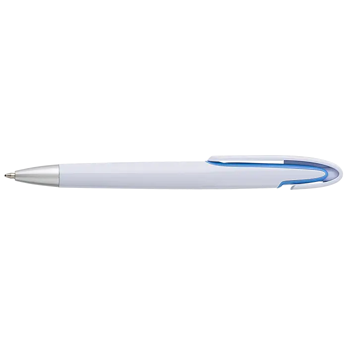 Rounded Clip Ballpoint Pen With White Barrel