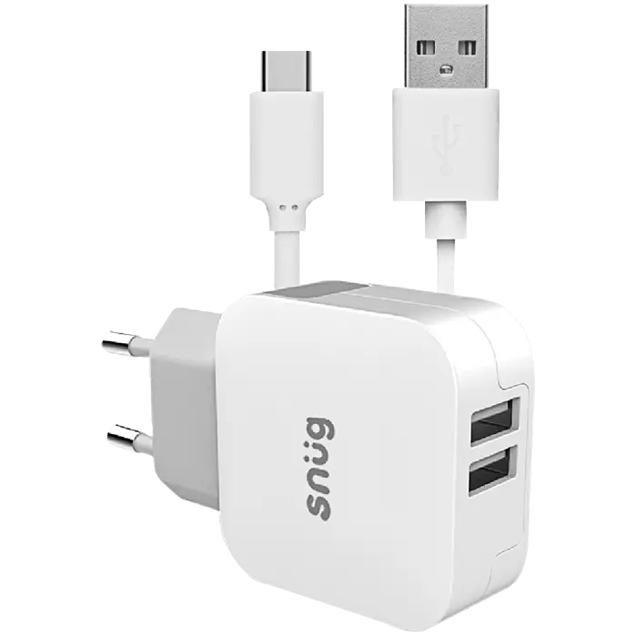 Snug Home Charger With USB Type-C Charge and Sync Cable