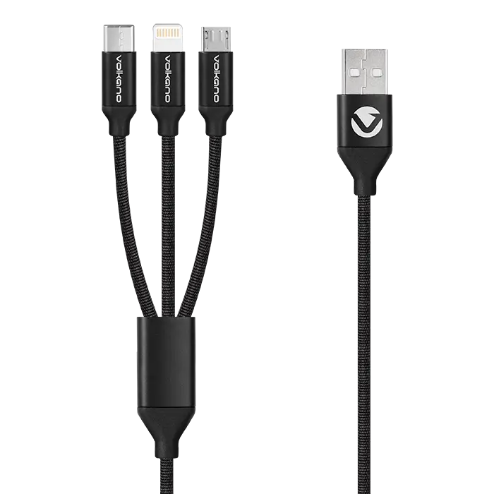 Volkano Weave Series 3-in-1 Charge Cable 1m