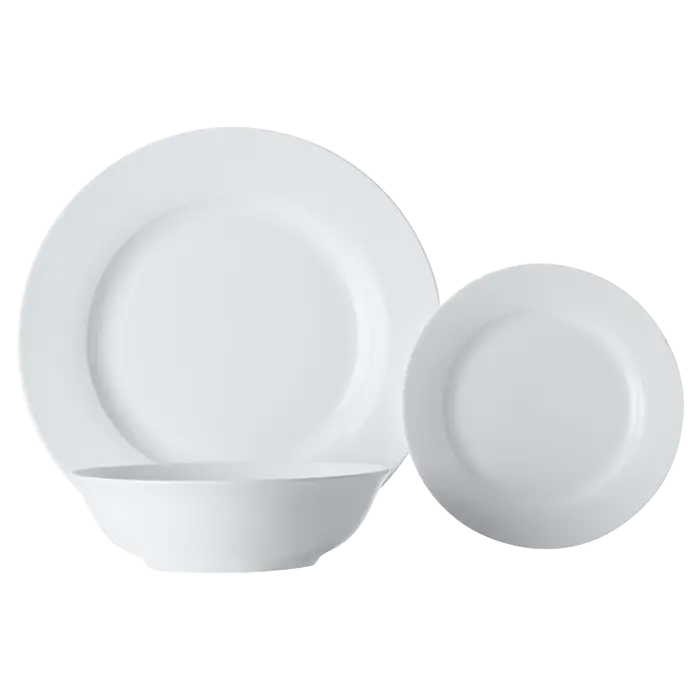 White Basics European Rim Dinner Set 18 Piece