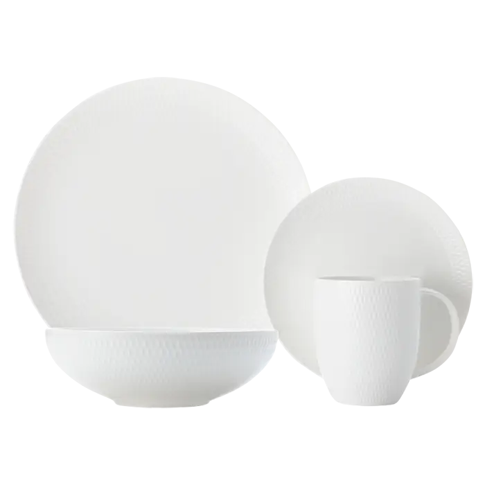 White Basics Diamonds Dinner Set 16 Piece