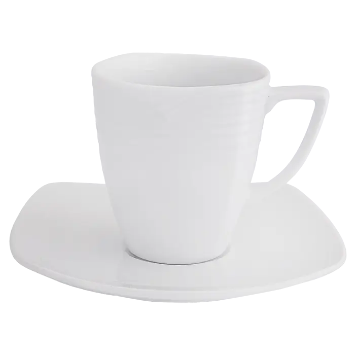 Arctic White Square Tall Cup and Saucer