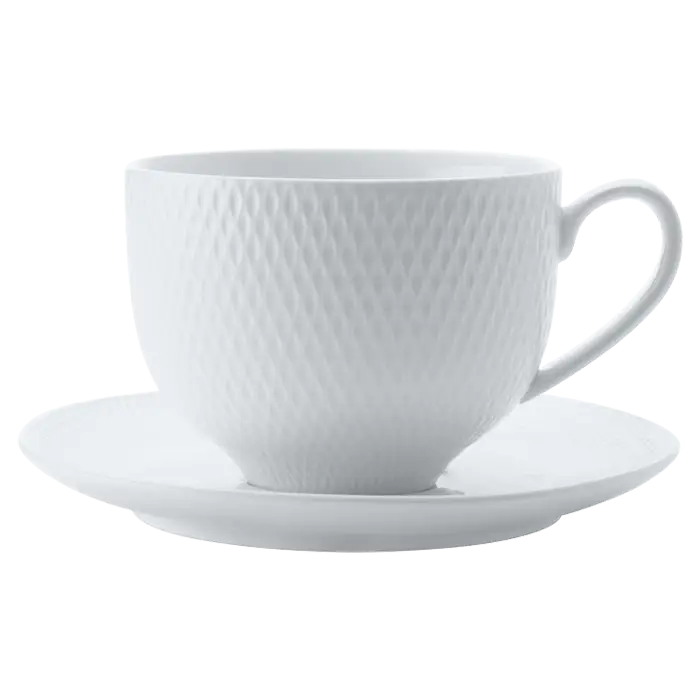 White Basics Diamonds Tea Cup and Saucer 220ml