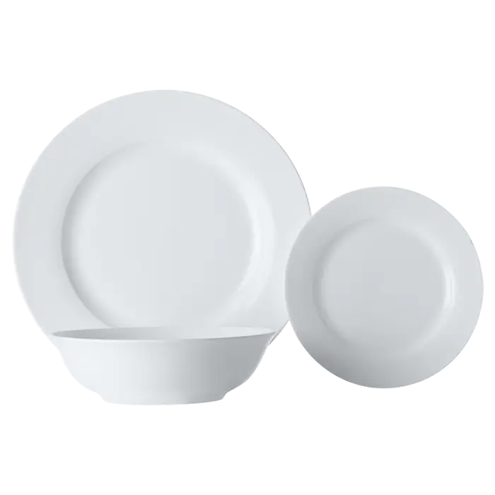 White Basics European Rim Dinner Set 12 Piece
