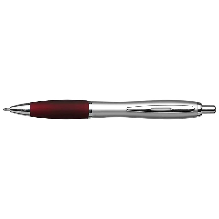 Silver Barrel Curved Design Black Ink Pen