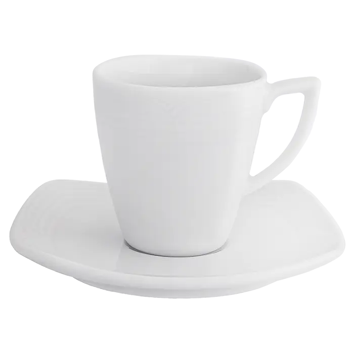 Arctic White Sqaure Espresso Cup and Saucer