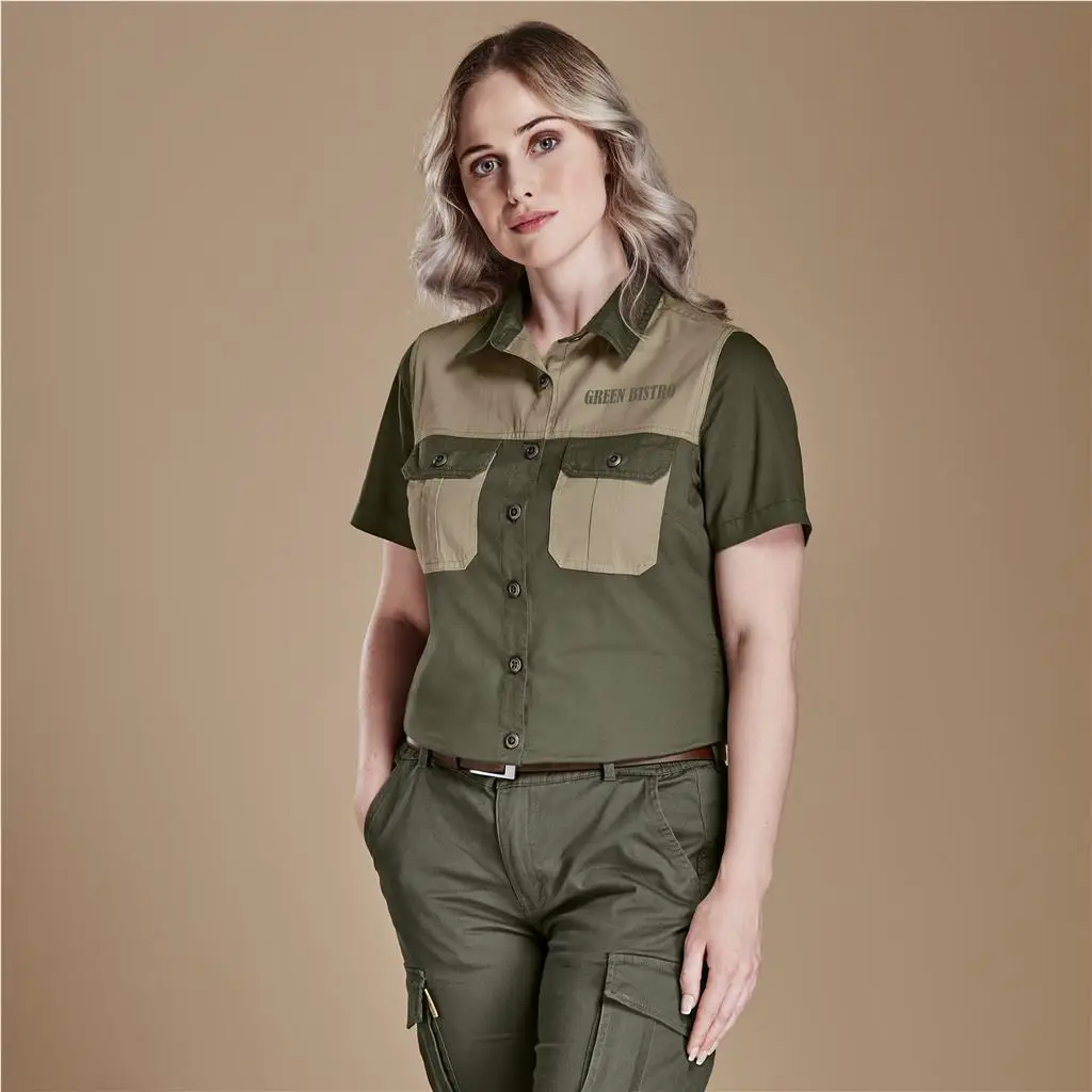 Ladies Short Sleeve Serengeti 2-Tone Bush Shirt