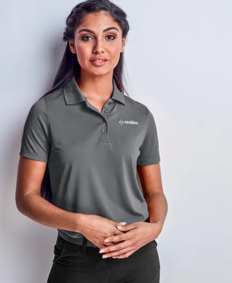Custom branded corporate apparel with embroidered logo on golf shirts and caps