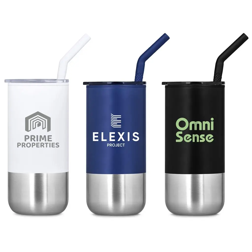 Kooshty Cheerio Stainless Steel & Plastic Double-Wall Tumbler & Straw – 480ml