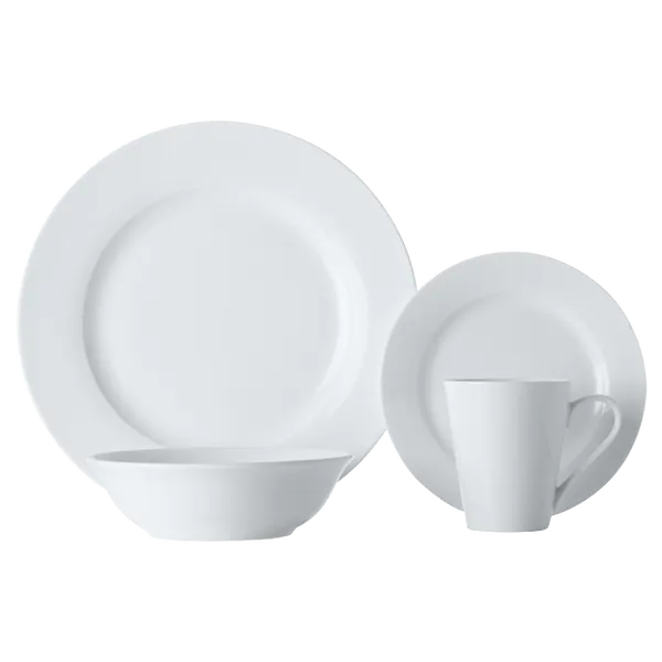 White Basics Cosmopolitan Rim Dinner Set 16 Piece White Basics Cosmopolitan Rim Dinner Set 16 Piece