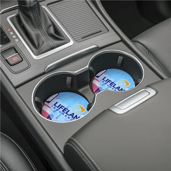Pre-Printed Sample Hoppla Cuppa Neoprene Car Cup Coaster Pre-Printed Sample Hoppla Cuppa Neoprene Car Cup Coaster